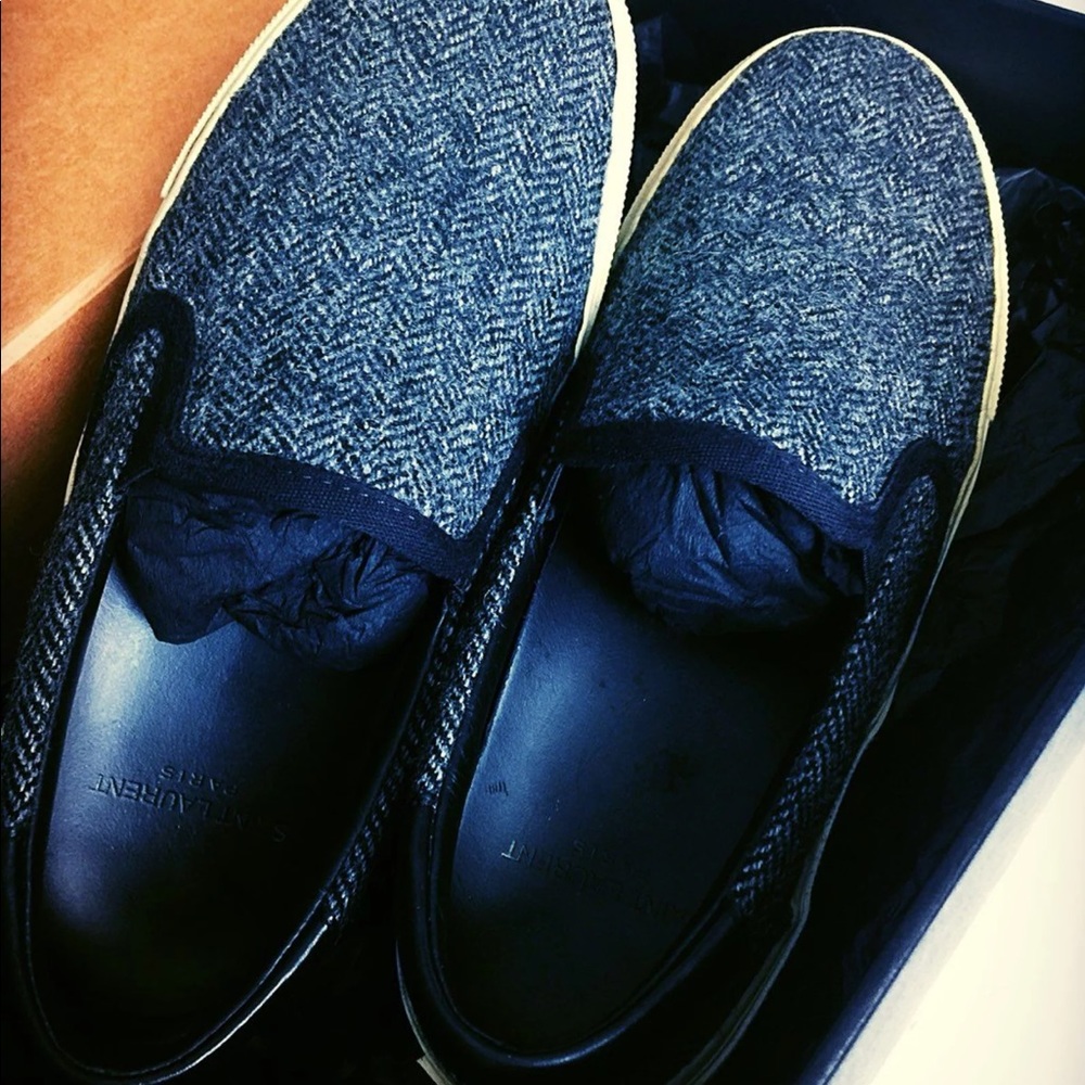 Saint Laurent Slip On Sneakers herringbone design